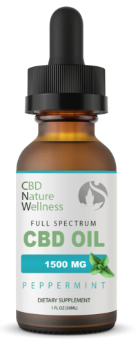 CBD nature wellness peppermint 1500mg cbd oil bottle
